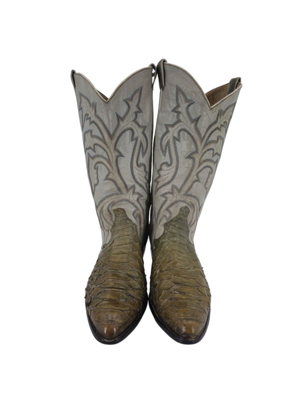 Vintage Larry Mahan Mens 11.5D Giant Python Distressed Snakeskin Cowboy Boots - Picture 8 of 16